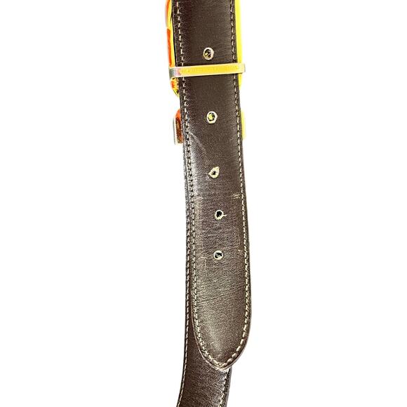 GUCCI‎ Vintage 1970\'s Belt Reversible Black Leather Gold G Buckle Classic Retro
